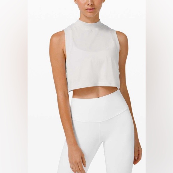 lululemon athletica Tops - Lululemon | All Your’s | Mock Neck Crop Tank | Dune/Light beige | Size 2